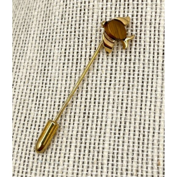 Bird in Flight Stick Pin Vintage Gold Tone Hat Pin - Picture 6 of 6